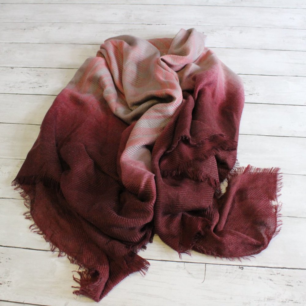 Vintage Women's Fashion Scarf Shawl Burgundy Red Pink Gray